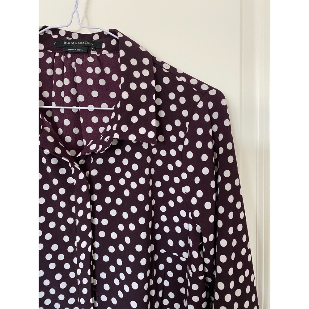 Bcbgmaxazria polka dot button down.